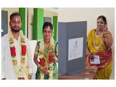 
      
      Polling underway in Tamil Nadu: Newlyweds turn up to cast votes
      
      