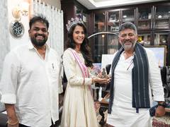 
      
      Karnataka Deputy CM DK Shivakumar meets Sadhvi Satish Sail
      
      