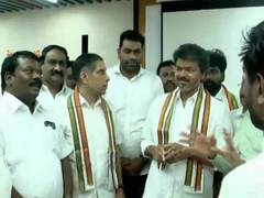 
      
      Tamil Nadu Congress members meet Vijay in Chennai
      
      