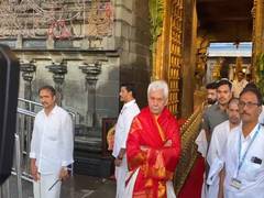 
      
      J-K LG Manoj Sinha offers prayers at Tirumala Venkateswara Temple
      
      