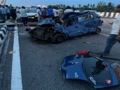
      
      Father, son killed, daughter injured as car overturns on highway
      
      