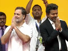 
      
      Rahul Gandhi, Vijay share stage ahead of TVK chief oath taking
      
      