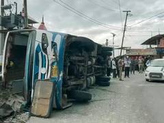 
      
      Bus overturns on Rishikesh-Badrinath Highway in Uttarakhand
      
      