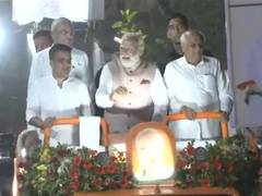 
      
      PM Modi holds roadshow in Vadodara with Gujarat CM
      
      