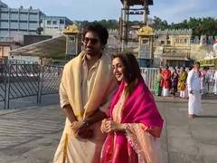 
      
      Aadhi Pinisetty, Nikki Galrani offer prayers at Tirumala temple
      
      