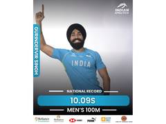 
      
      Federation Cup: Gurindervir Singh clocks historic 10.09s
      
      