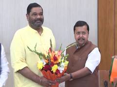 
      
      BJP president Nitin Nabin felicitates MP Debashish Samantaray
      
      