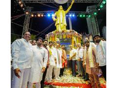 
      
      Telangana CM Revanth Reddy unveils NTR statue in Hyderabad
      
      