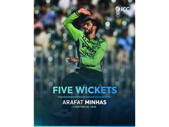 
      
      Minhas registers first fifer by Pakistan bowler on ODI debut
      
      