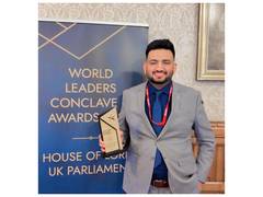 
      
      Punjab Youth Leader Vishal Sharma Honoured in London at World
      
      