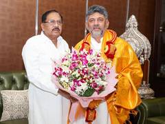 
      
      G Parameshwara meets CM-designate DK Shivakumar
      
      