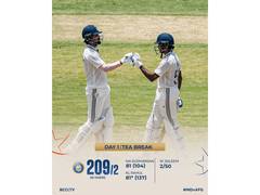 
      
      Sudharsan misses ton but India in control at 209/2
      
      