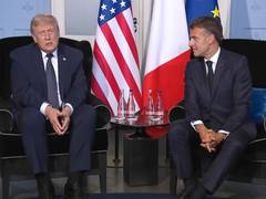 
      
      US President Trump meets President Macron after arrival in France
      
      