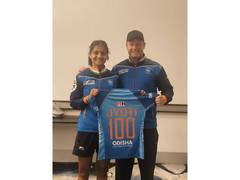 
      
      HI congratulates Jyoti on completing 100 international caps
      
      