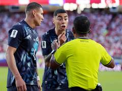 
      
      Almiron becomes first player to be sent off under new FIFA rule 
      
      