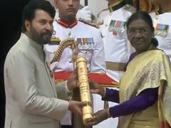 
      
      Mammootty receives Padma Bhushan from President Droupadi Murmu
      
      