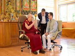 
      
      Rijiju meets Dalai Lama in Delhi, enquires about his health
      
      