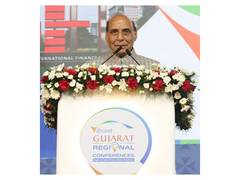 
      
      Rajnath Singh at Vibrant Gujarat Regional Conference
      
      