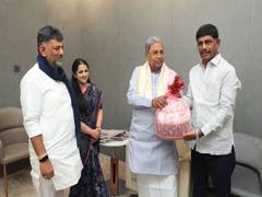 
      
      CM D K Shivakumar visits former CM Siddaramaiah's residence
      
      