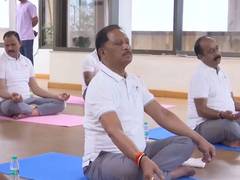 
      
      Chhattisgarh CM practice yoga on second day of Chintan Shivir
      
      