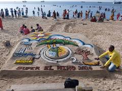 
      
      El Nino awareness sand sculpture in Rameswaram
      
      