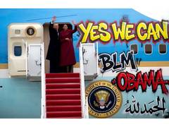 
      
      Trump shares doctored image of Obamas with Air Force One
      
      