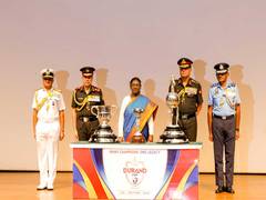 
      
      President Murmu unveils Durand Cup trophies
      
      