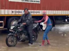 
      
      'Spider-Man' takes on waterlogged streets of Bhiwandi: Youth dons
      
      