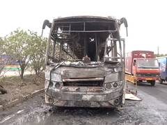 
      
      MP: Private bus catches fire after tyre burst in Indore
      
      