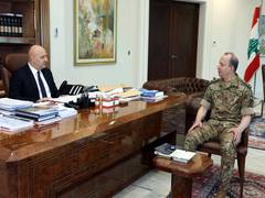 
      
      Lebanese President discusses security with Army Commander
      
      