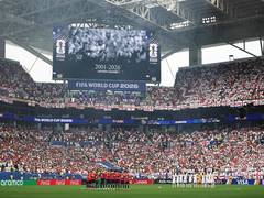 
      
      England, Norway players observe moment of silence for Adams
      
      