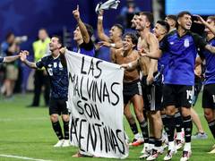 
      
      Argentina risk FIFA action over Falklands banner celebration
      
      
