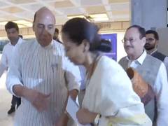 
      
      Supriya Sule touches Rajnath Singh's feet in gesture of respect
      
      