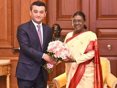 Uzbekistan FM Saidov Bakhtiyor Odilovich calls on President Droupadi Murmu during official visit to New Delhi