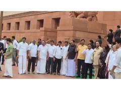 
      
      Monsoon Session: DMK MPs hold protest in Parliament over Cauvery
      
      