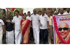 
      
      DMK pays tribute to Karunanidhi with peace rallies
      
      