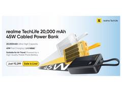 
      
      realme TechLife's 20000mAh 45W Fast Charging Power Bank goes live
      
      
