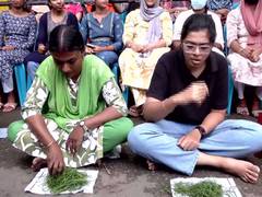 
      
      LPST rank holders stage symbolic grass-eating protest
      
      