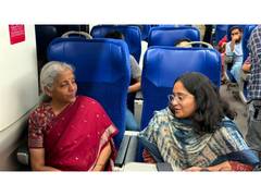 
      
      Sitharaman interacts with students while traveling to Jaipur
      
      