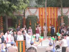 
      
      Om Birla, Jitendra Singh, Nitin Nabin hoist Tricolour in Delhi
      
      