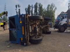 
      
      J-K: CRPF bunker vehicle overturns after collision with truck
      
      