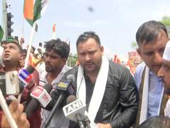 
      
      Police use water cannon to halt Tejashwi Yadav’s march
      
      
