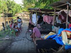 
      
      nine families are still living in a roadside relief camp
      
      