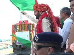 Haryana CM flags off first goods train from rail yard at Integrated Multi Modal Logistics Hub in Mahendragarh district