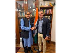 
      
      Shashi Tharoor meets EU ambassador Herve Delphin
      
      