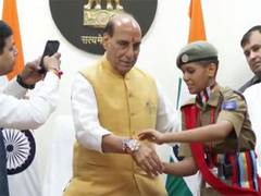 
      
      Rajnath Singh celebrates Raksha Bandhan with studentsat residence
      
      