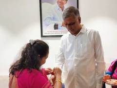 
      
      Harish Rao celebrates Raksha Bandhan with well-wishers
      
      