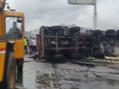 
      
      Crude oil tanker catches fire after brake failure near Khalapur
      
      