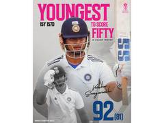 
      
      Sooryavanshi becomes youngest player to hit Duleep Trophy fifty
      
      