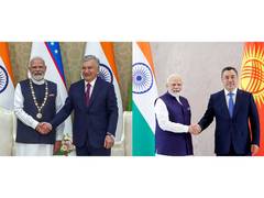 
      
      PM Modi gifts historic mementoes to Uzbek and Kyrgyz leaders 
      
      